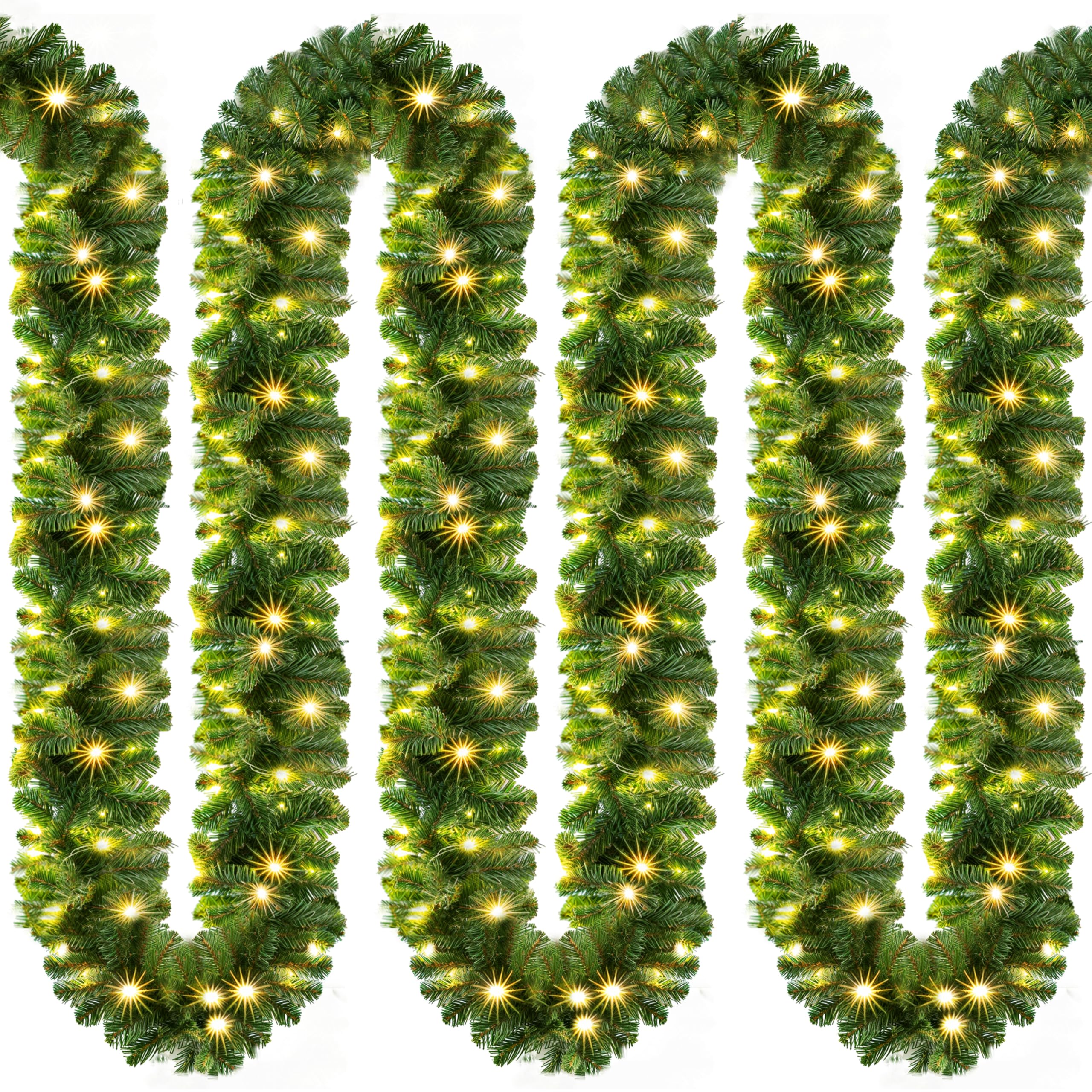 CASARIA® Weihnachtsgirlande mit Beleuchtung 5m 100 LEDs Beleuchtet Innen Außen Grün Weihnachtsdeko Weihnachten Deko Girlande Tannengirlande Warmweiß