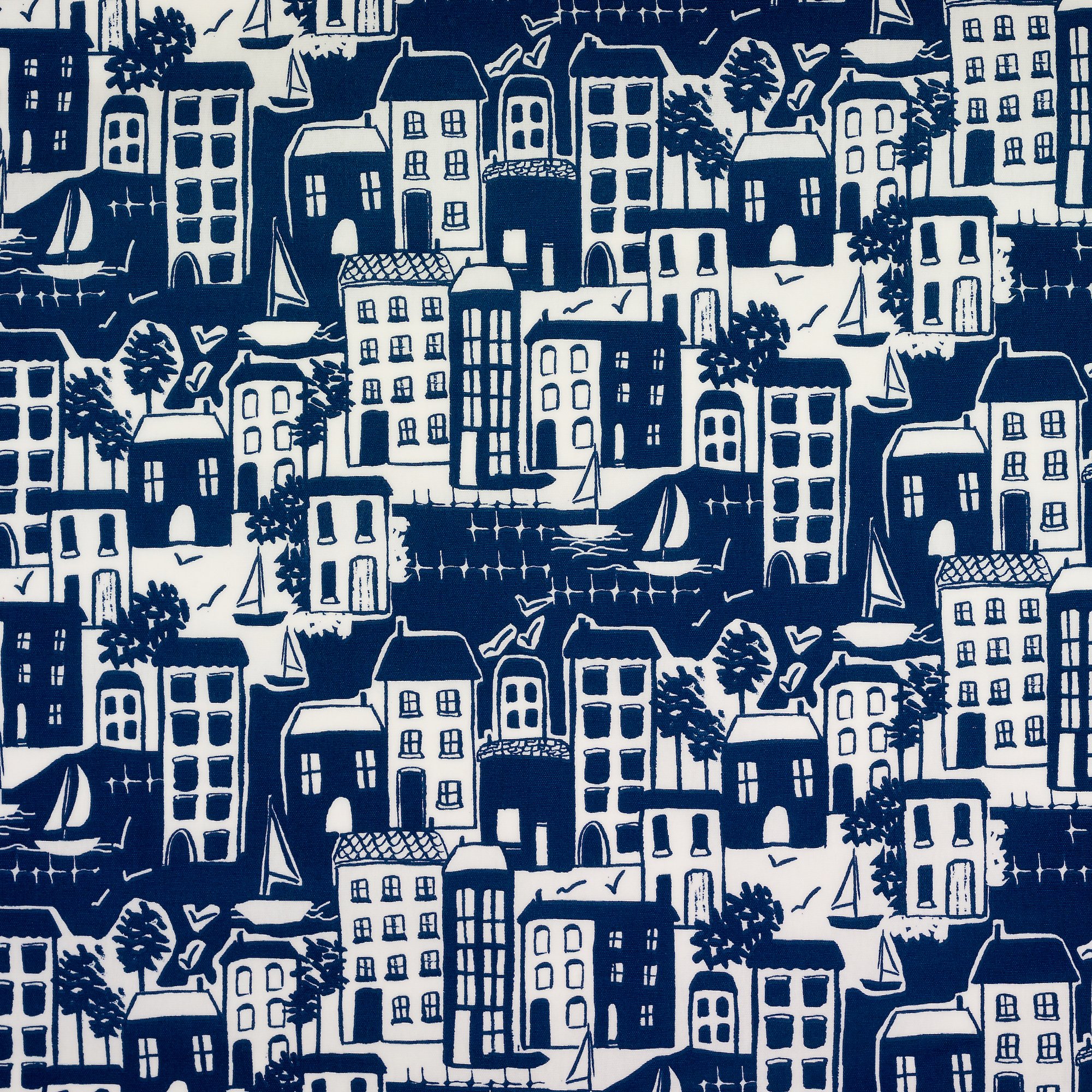 Blue Nautical Seaside Scene Oilcloth Wipe Clean Tablecloth 130cm x 130cm Square (51" x 51")
