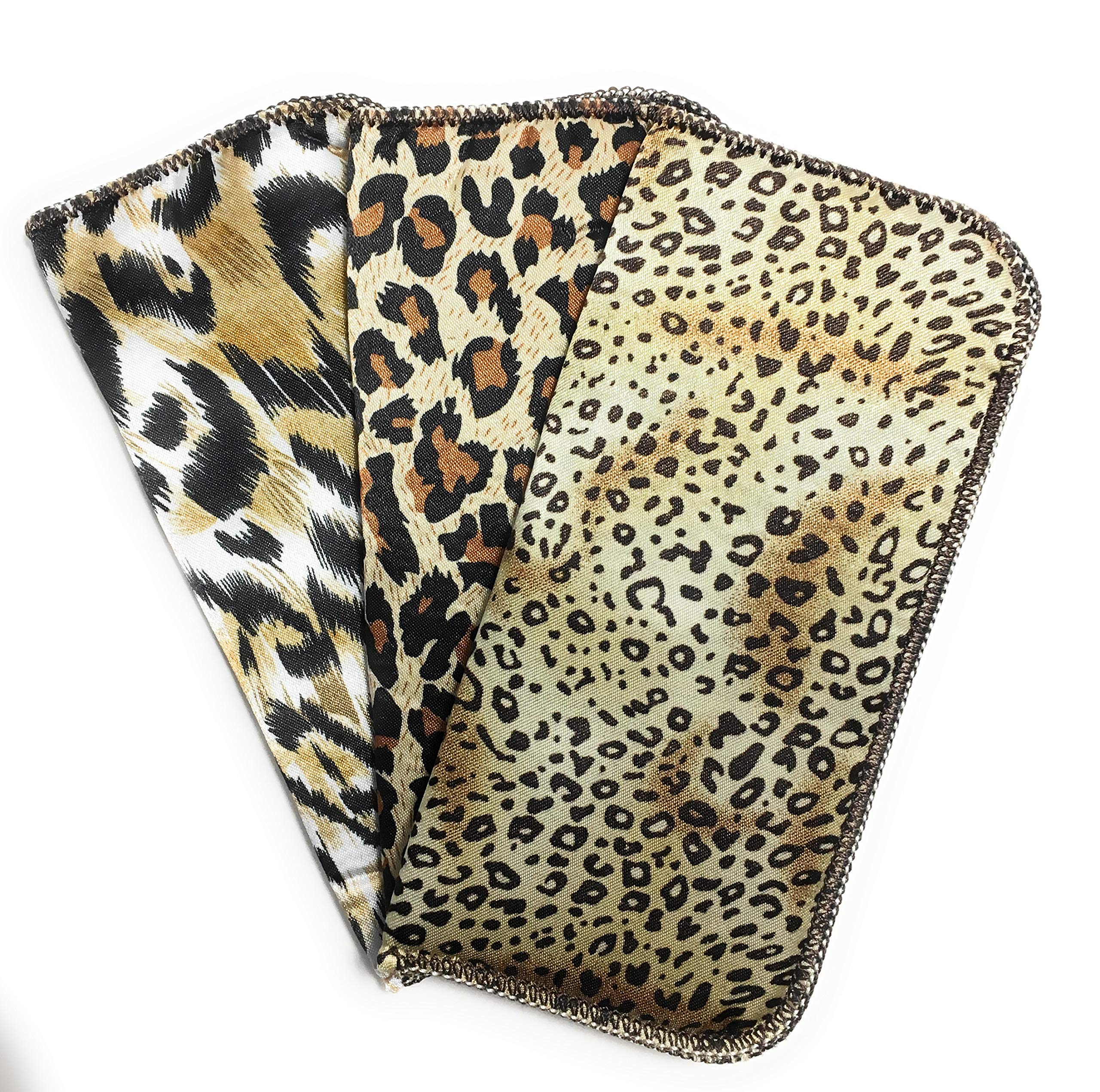 Mazzeo 3 Pack Soft Eyeglass Slip in Cases for Women & Men in A Variety of Colors & Patterns (Animal Print), Large