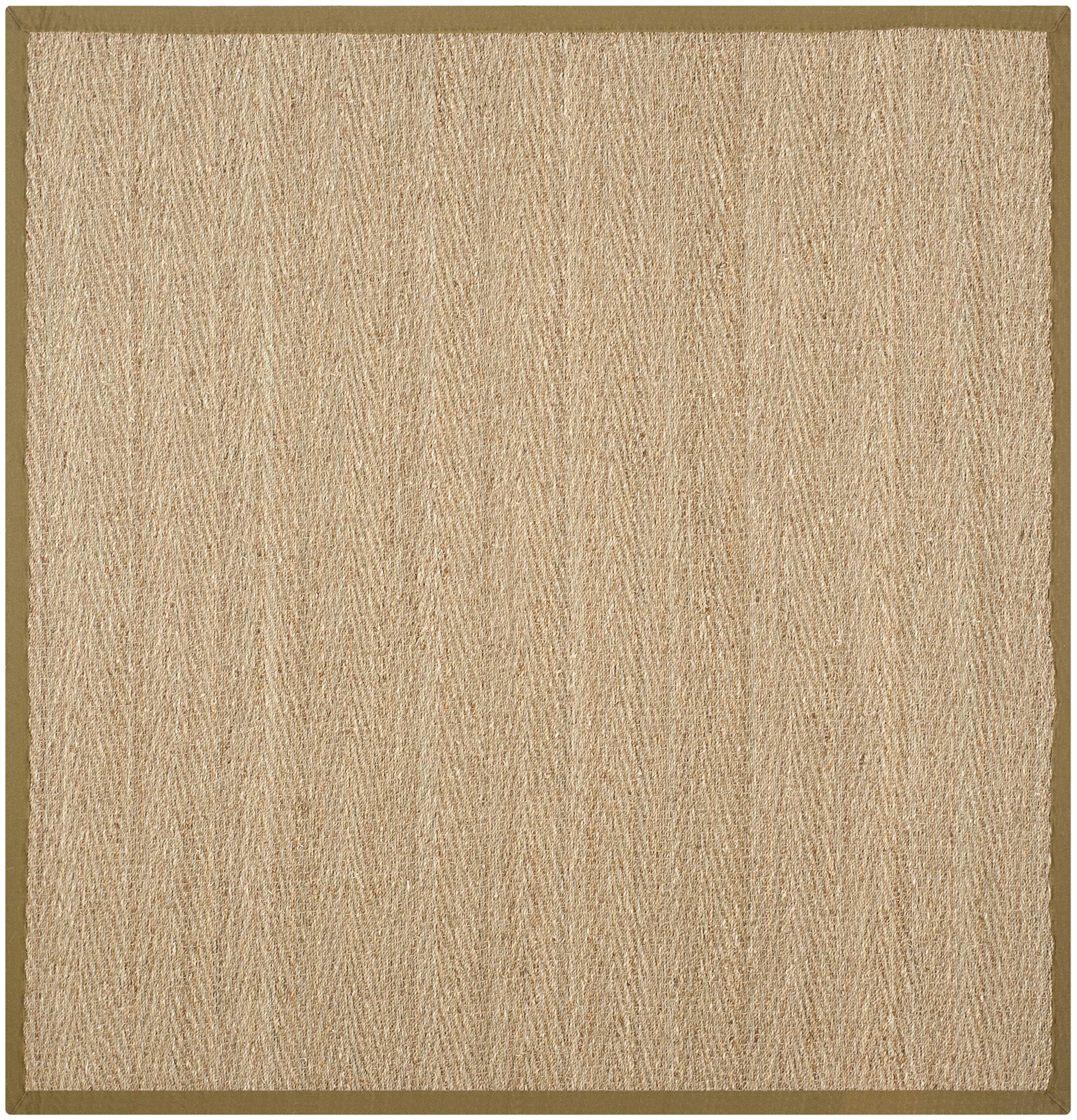 SAFAVIEH Tapis en Fibres Naturelles Salon, Salle à manger, Chambre à coucher - Natural Fiber Collection, Tapis à poil court, Naturel et Olive, 183 X 183 cm