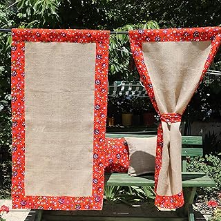 Orange Curtains Burlap Curtain Panels Embellished With Floral Orange Fabric Vintage Floral Curtains, Shabby Chic Burlap Curtains Jute Curtains Custom Curtains 84'' 96'' 108''120''Extra Long Curtains