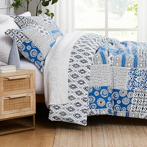 Southshore Fine Living, Inc. Juego de edredón de tamaño King con 2 fundas de almohada, juegos de ropa de cama reversibles, edredón de retazos