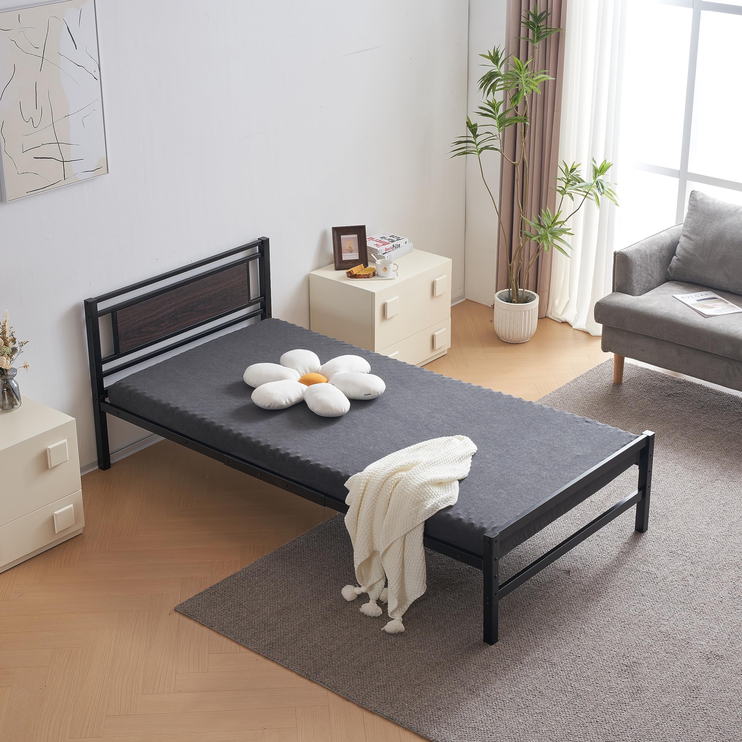 大人気！高さ三段階調整 パイプベッド シングル ベッドスチール 耐震【ブラック】 ロータイプベット 宮棚 ベッド シングル ロング 高さ調節 3段階