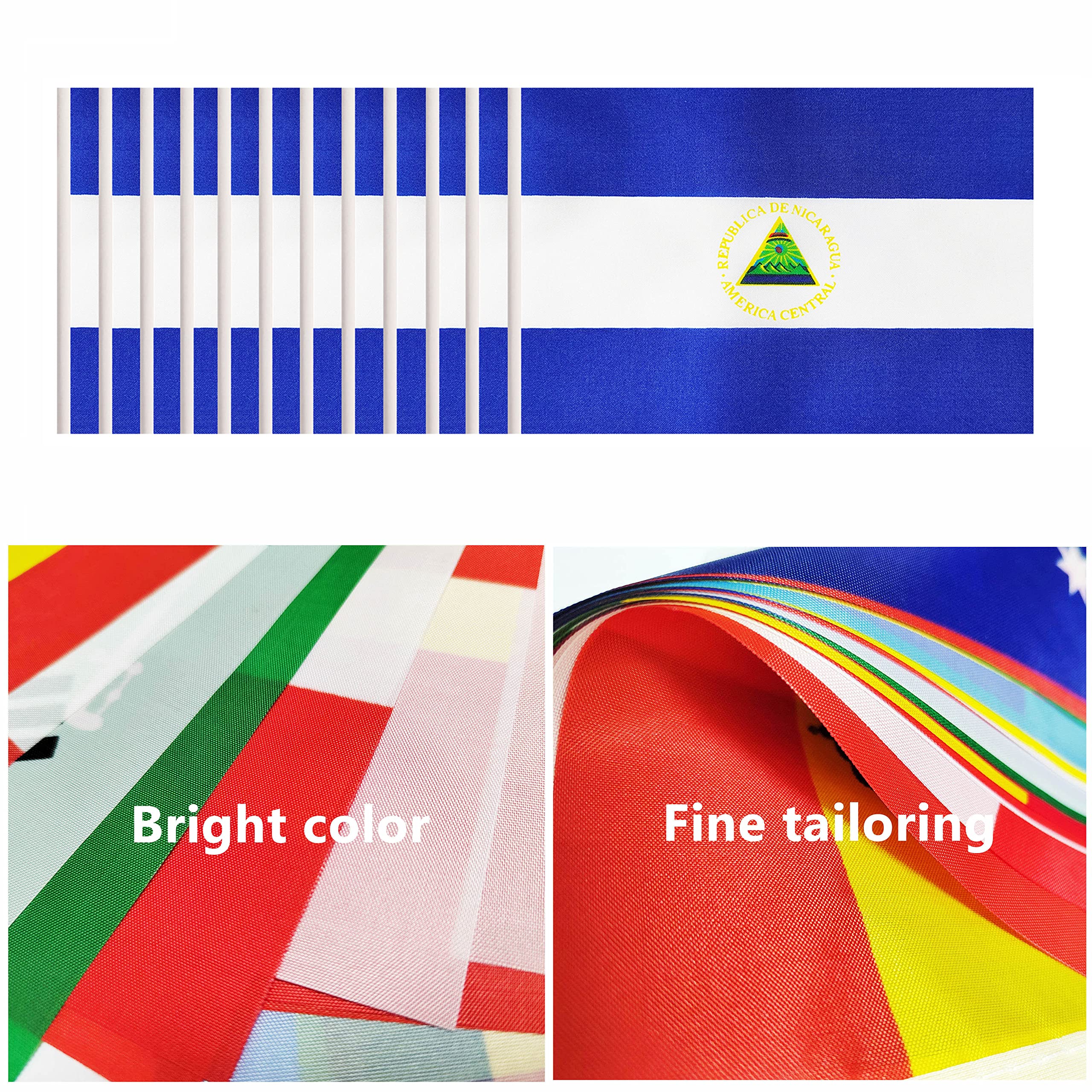 12-Pack Nicaragua Country Desk Flags - Small Miniature Flags For Office, Classroom, Or Events - View #7