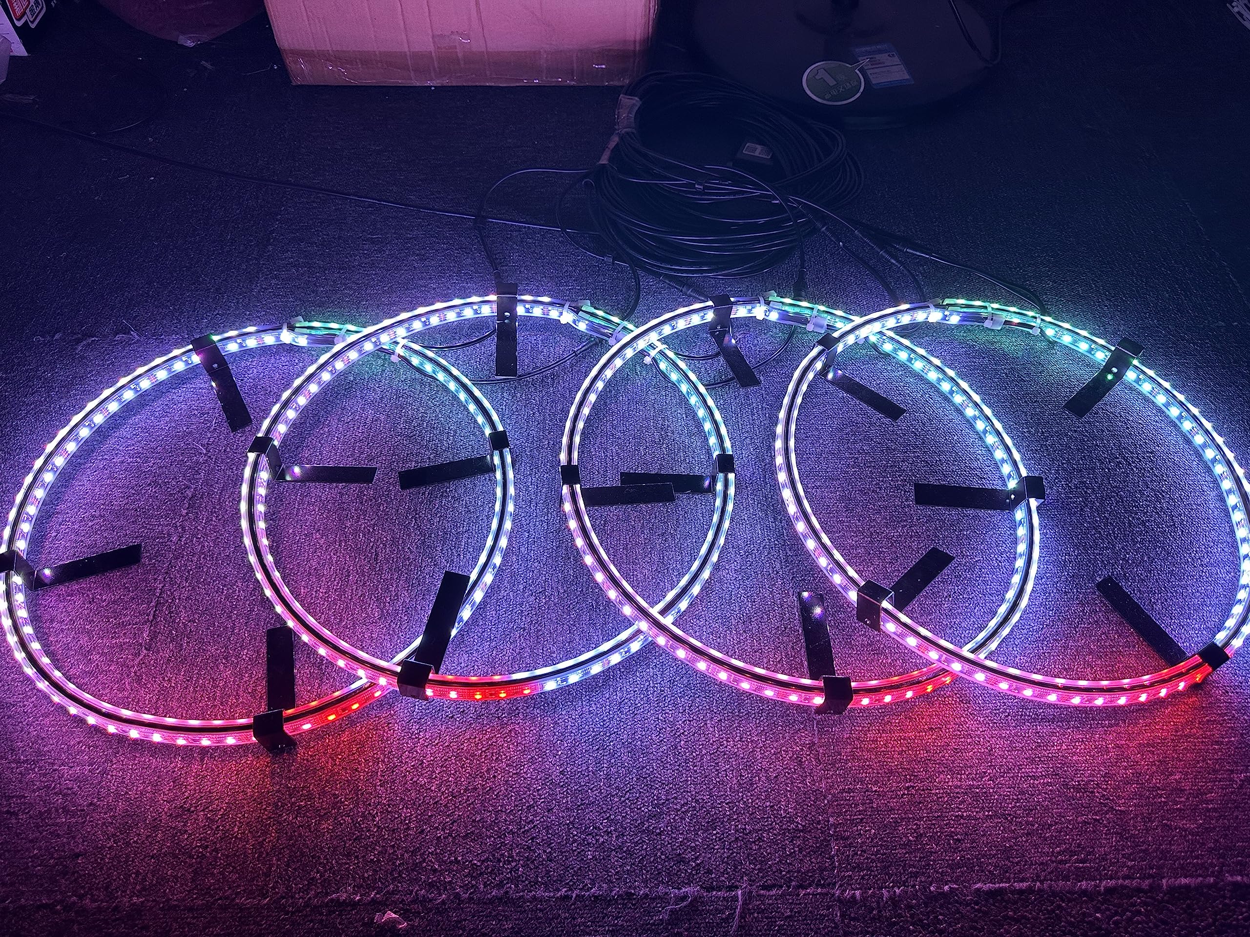 Sando Tech 17inch Double Row Dream Color Chaser RGB LED Wheel Light w/Turn Signal,Braking,Lock Controlled by Remote and APP Simultaneously