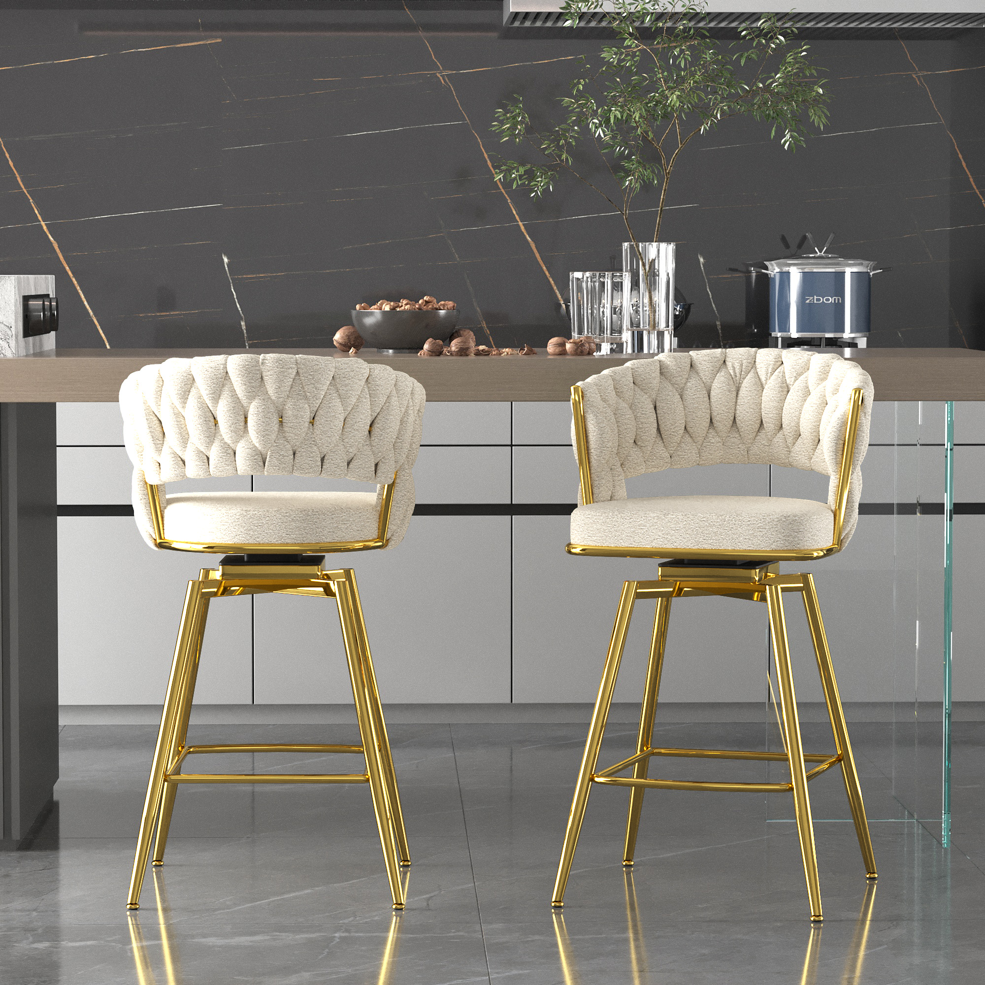 Amazon.com: Hilknen Swivel Bar Stools Set of 2, Modern