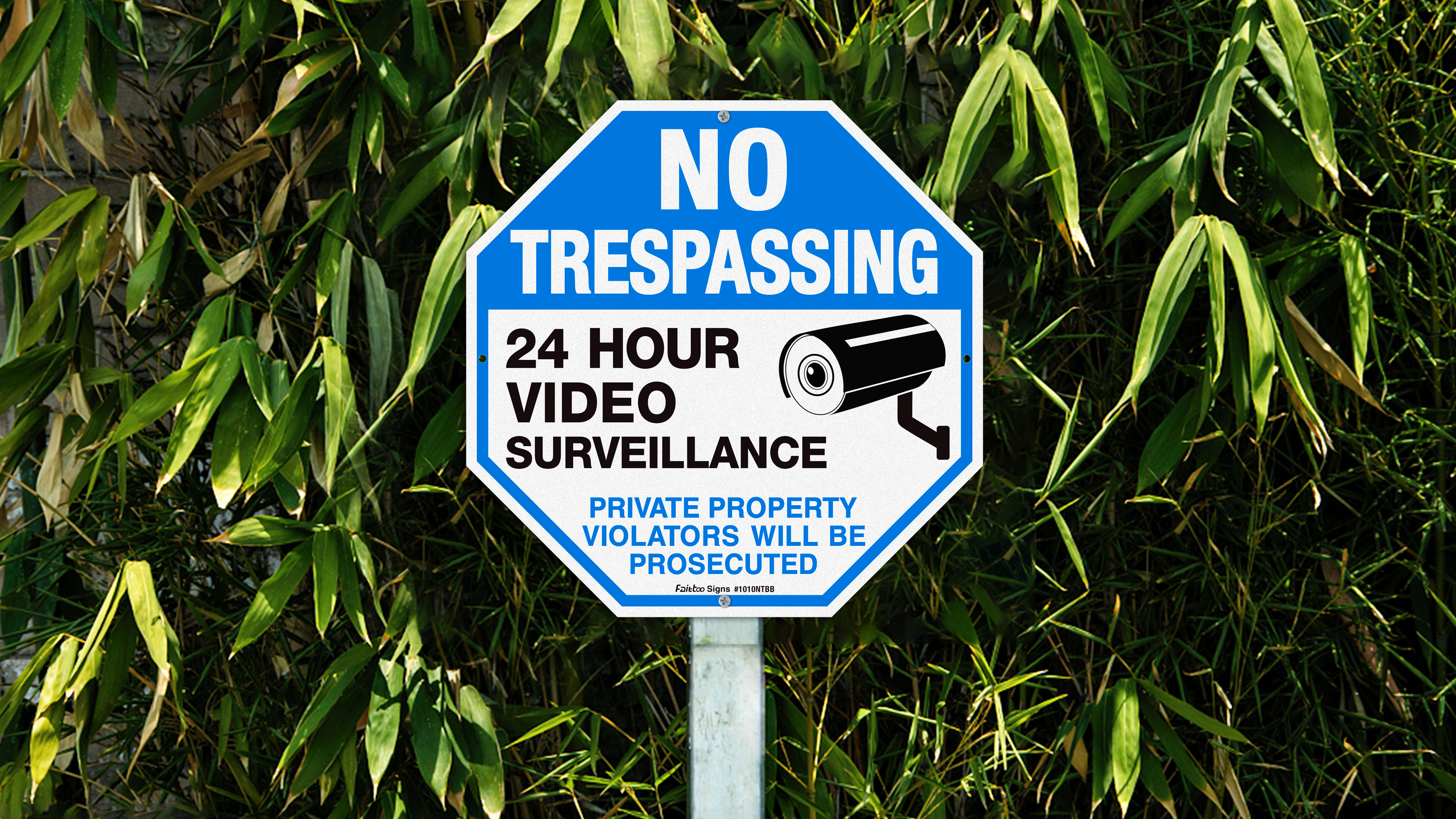 No Trespassing & Video Surveillance Sign - 4 Pack, 10x10 Inch Reflective Aluminum, Weatherproof - View #5