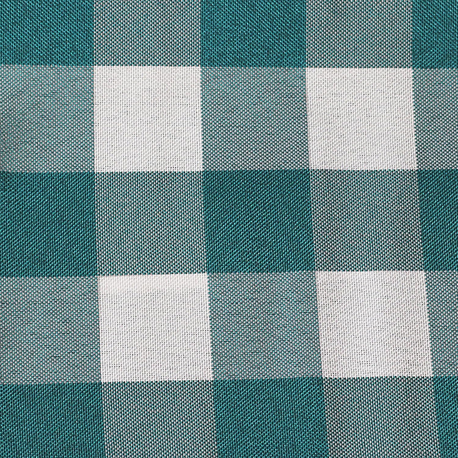 Ultimate Textile -3 Pack- 108-Inch Round Polyester Gingham Checkered Tablecloth, Teal and White