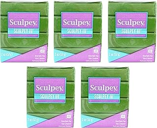Sculpey III Oven-Bake Clay Pack of 5 â€“ Leaf Green Clay - Great for School and Art Projects â€“ 2 Ounce