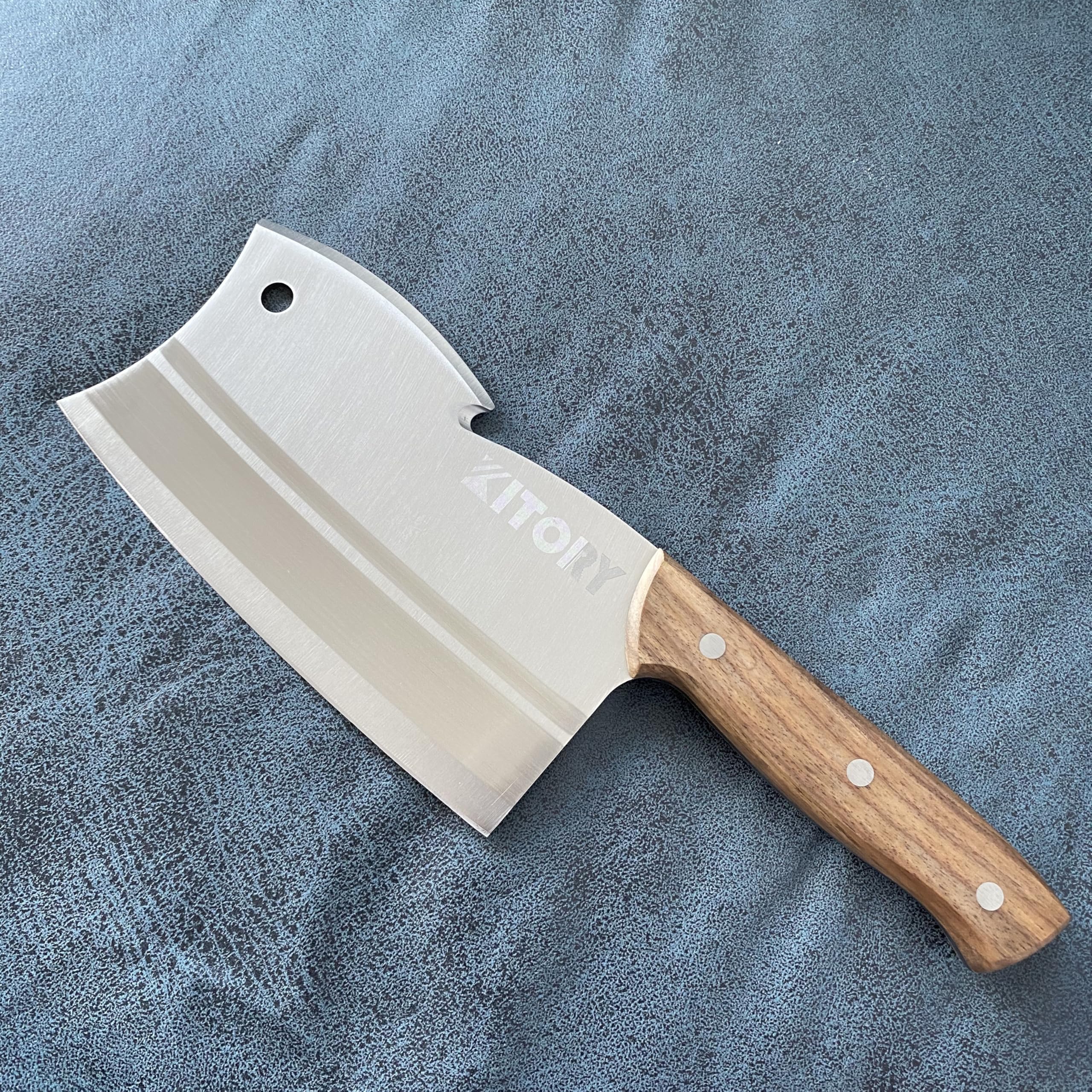 Kitory Hackmesser 18 cm Klinge, Extrem Scharf Metzgermesser, Edelstahl Hackbeil, Cleaver Knife, Knochenbeil für gefrorenes Fleisch und große Knochen - Doppelte Kanten