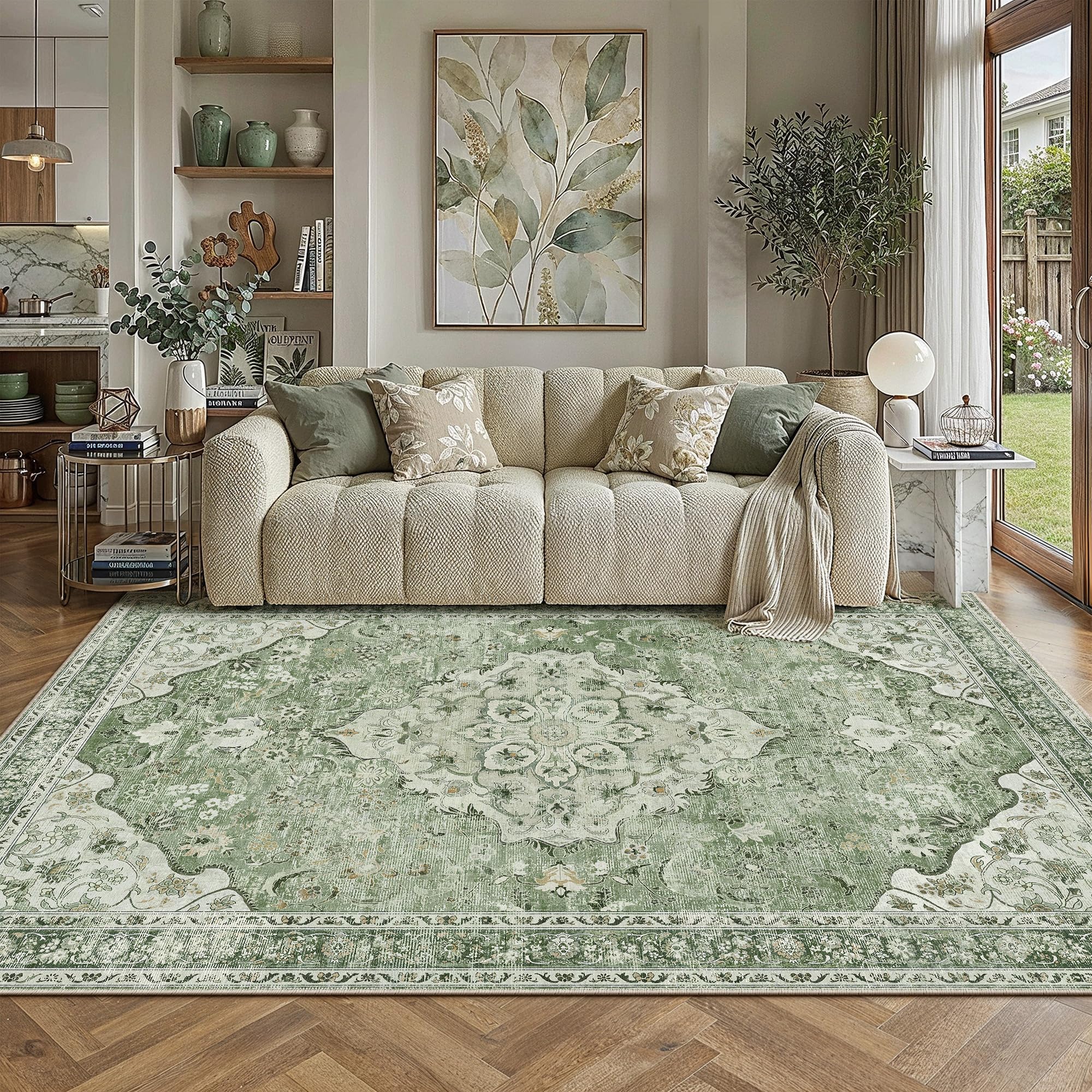 PureCozy Teppich Wohnzimmer Waschbarer Vintage Aurora Tepiche for Schlafzimmer