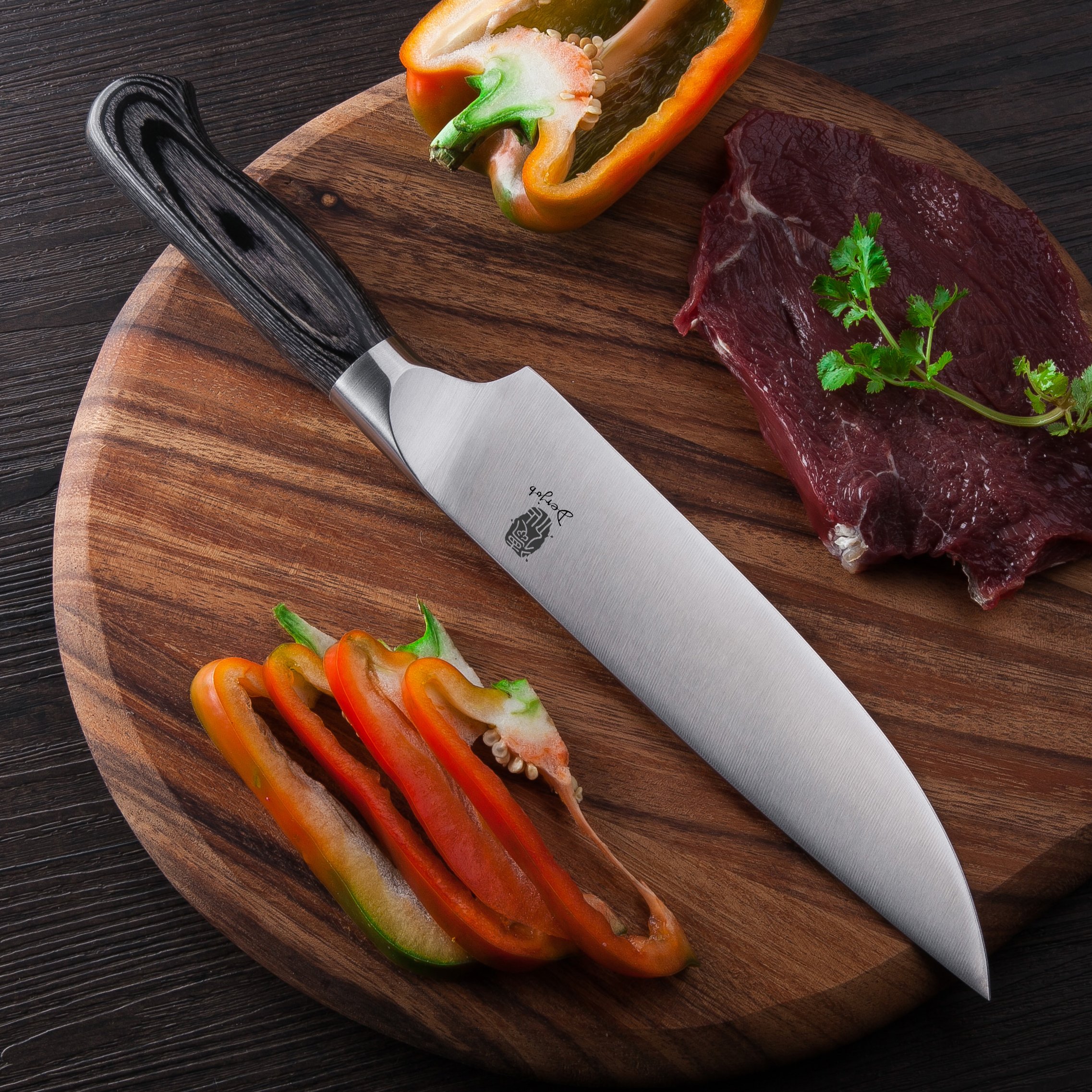 Amazon | derjobシェフのナイフプロシェフナイフ8インチ刃人間工学高