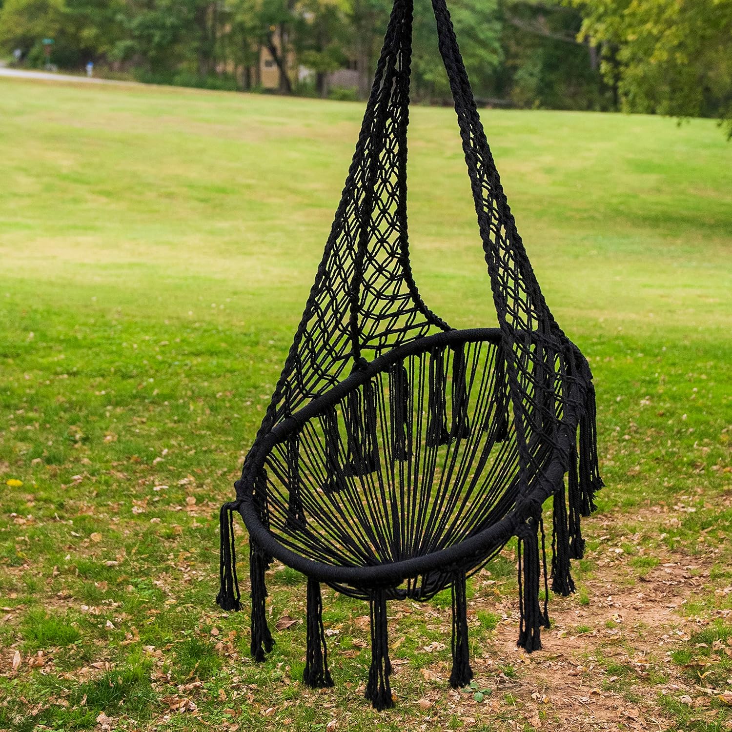 Equip Avocado Macrame Hammock Chair - Black