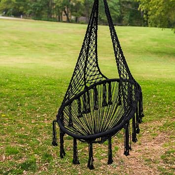 Equip Avocado Macrame Hammock Chair - Black