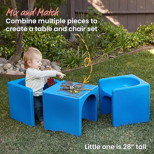 Miniatura 4 de ECR4Kids Tri-Me - Silla cúbica 3 en 1, muebles para niños, azul, 4 piezas, 14.5