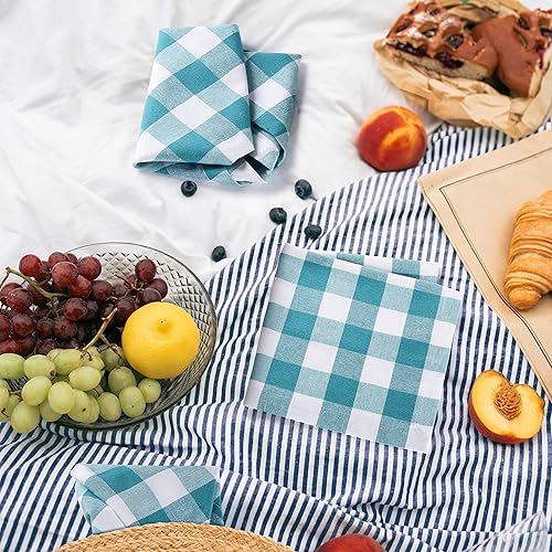 Miniatura 7 de Buffalow - Servilletas de tela a cuadros color verde azulado y blanco, servilletas de tela, servilletas de algodón, servilletas de cena, servilletas