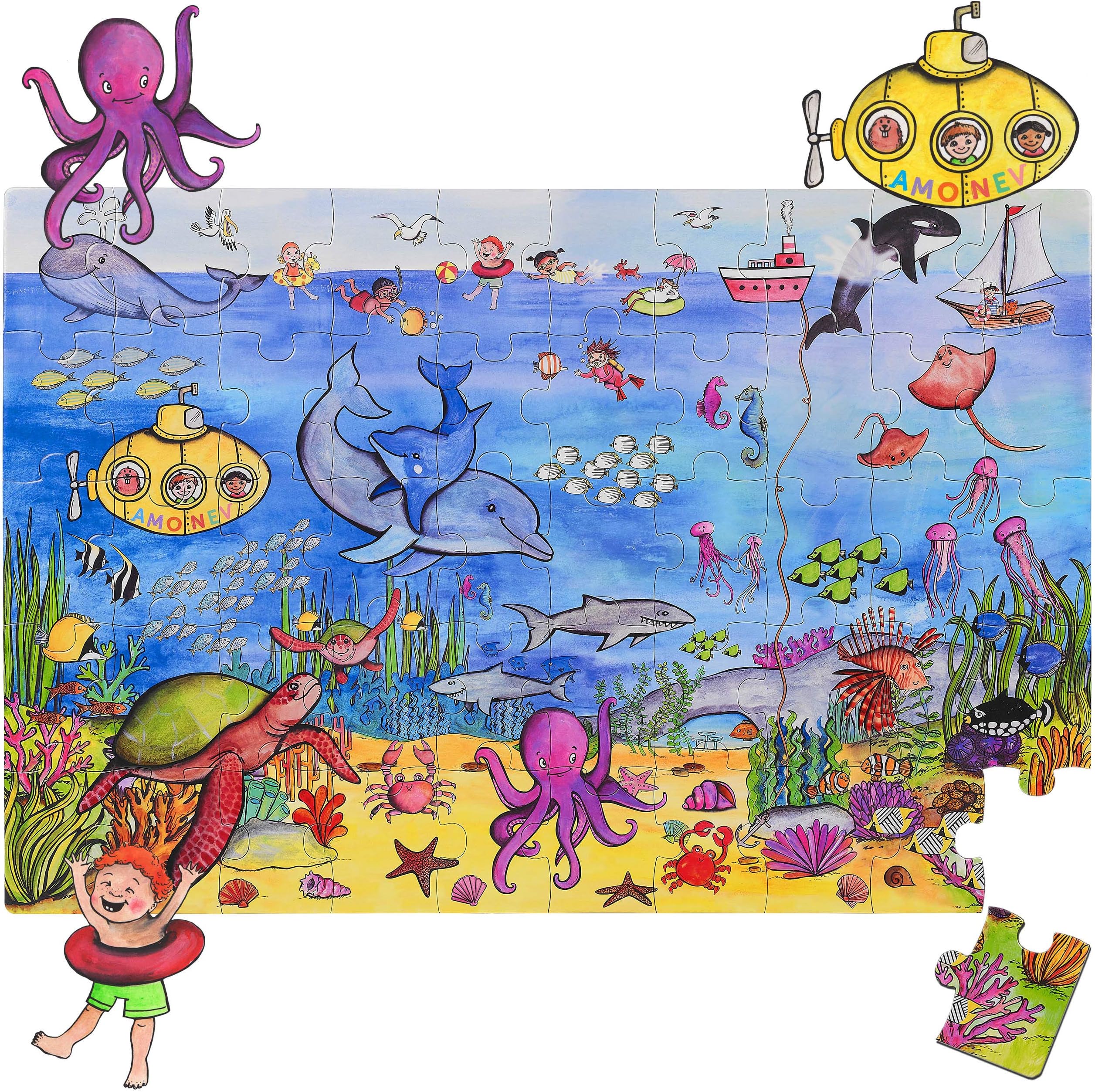Sealife Floor Puzzle 50 Pieces Sea Ocean Life Puzzle for Both Table and Floor with Easy to Handle Thick Pieces Making it a Great Gift for Any Occasion (Sea/Ocean Life)