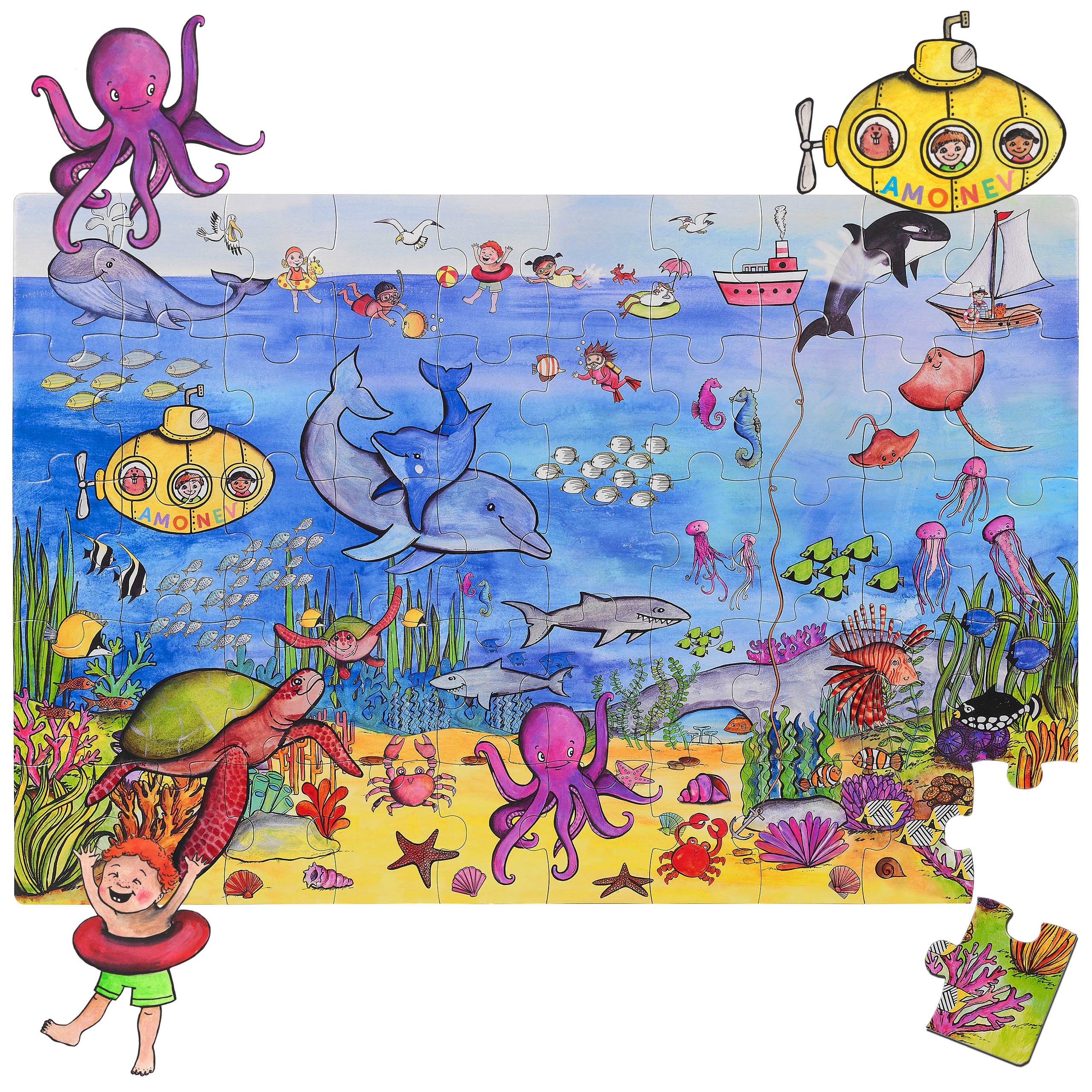 Sealife Floor Puzzle 50 Pieces Sea Ocean Life Puzzle for Both Table and Floor with Easy to Handle Thick Pieces Making it a Great Gift for Any Occasion (Sea/Ocean Life)