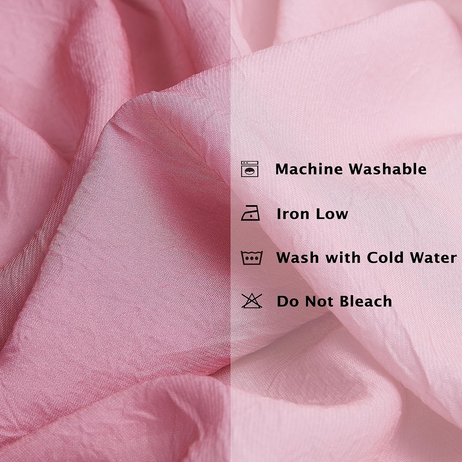 Ombre Chiffon Sheer Curtains Pink for Living Room Decor, Gradient Light Filtering Window Curtain Panels for Girls Bedroom, Crinkle Semi Sheer Drapes for Garden, Yard Decor, Rod Pocket, 42"Wx63"L