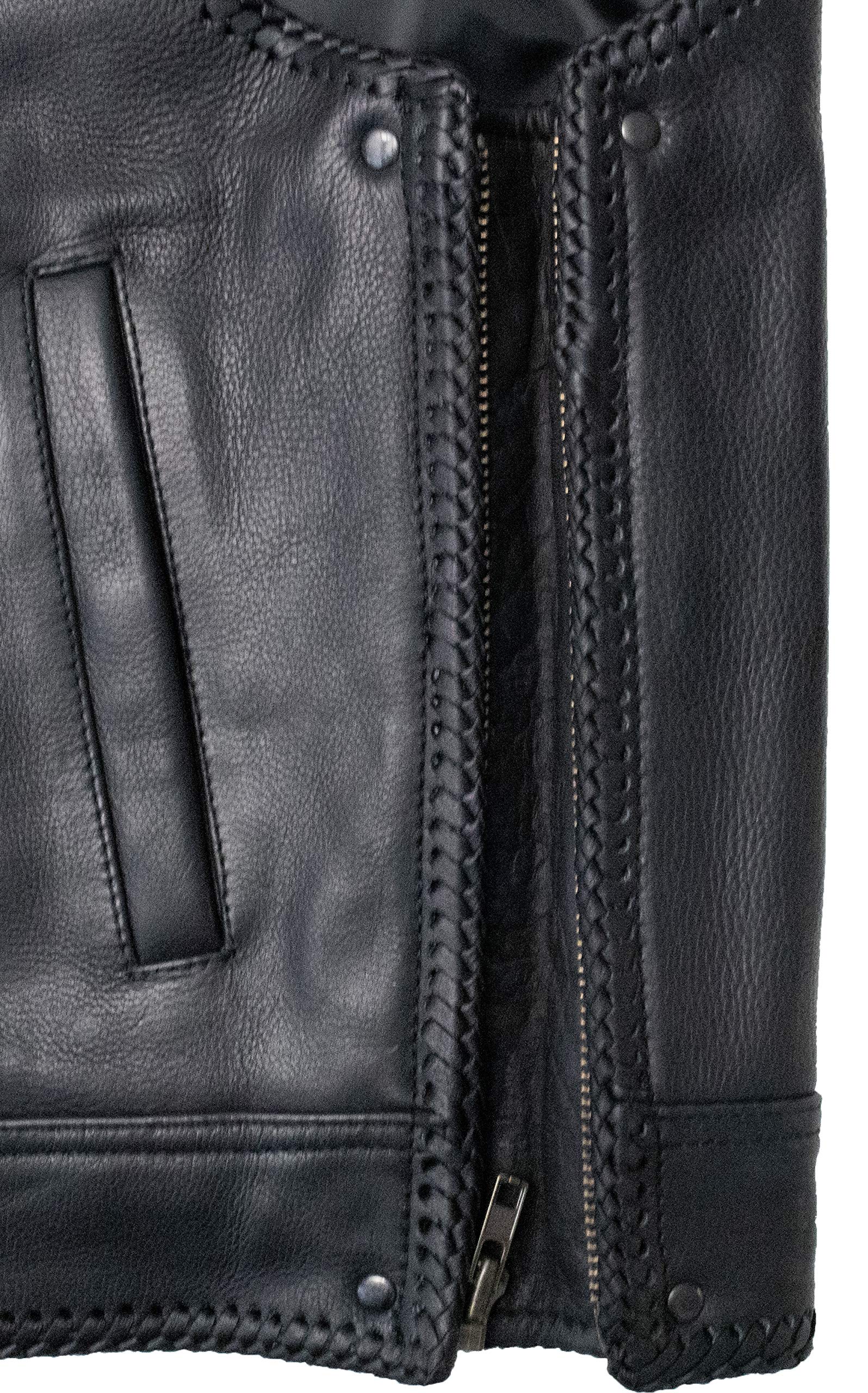 MDM Gilet pelle uomo biker in vera pelle, gilet da moto senza maniche con cerniera, stile chopper classico, perfetto per patch, club biker e moto custom