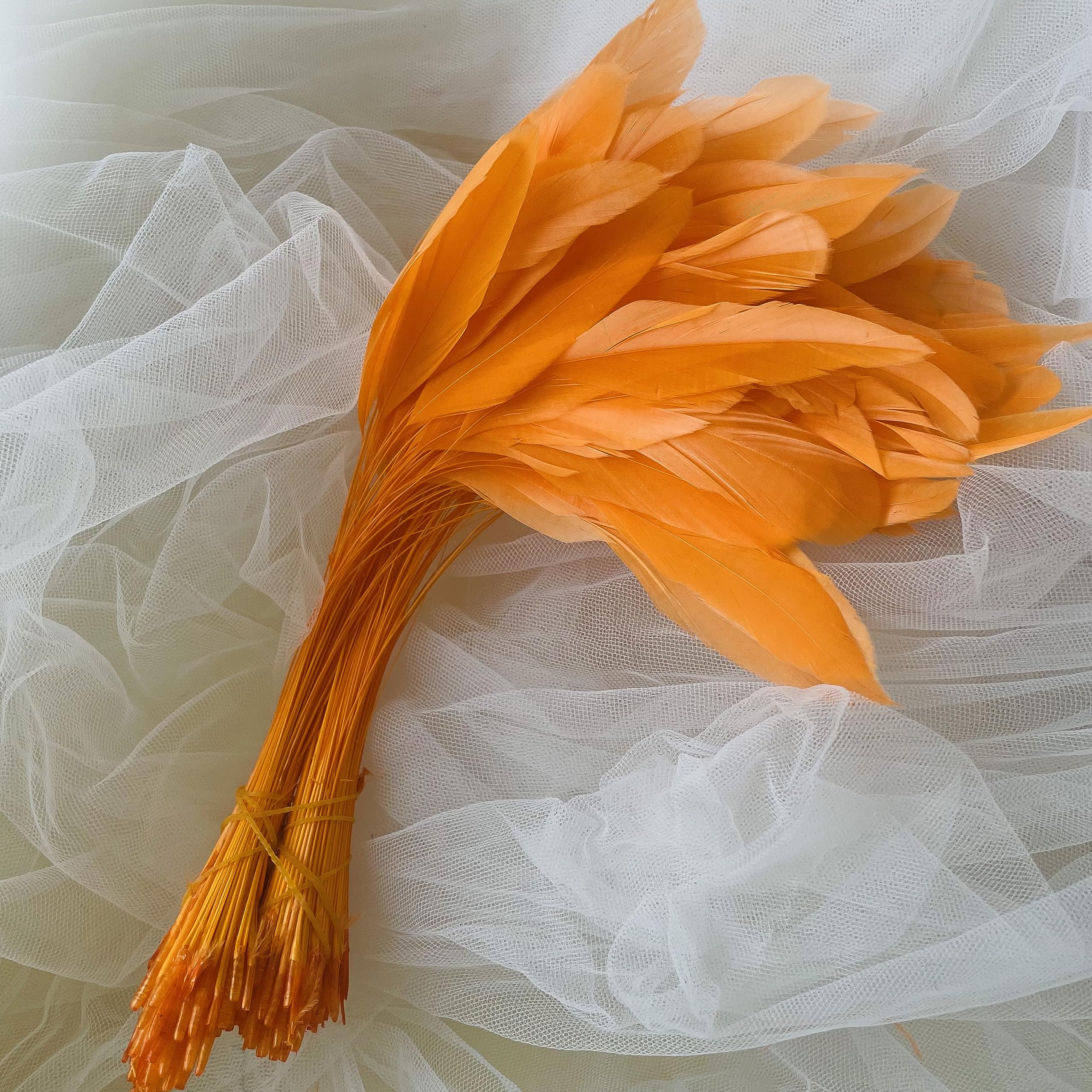 69 Colours Choices 5/7" Loose Stripped Coque Feathers for Millinery Hats Trimming Fascinators Craft Decorating Dancing Costume Making (Orange Dune #59, 10pcs)