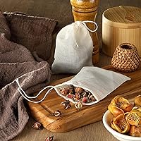 Vista 9 de 20 bolsas de té reutilizables, bolsas vacías de muselina con cordón, bolsas de especias para cocinar, té suelto, hierbas, algodón natural