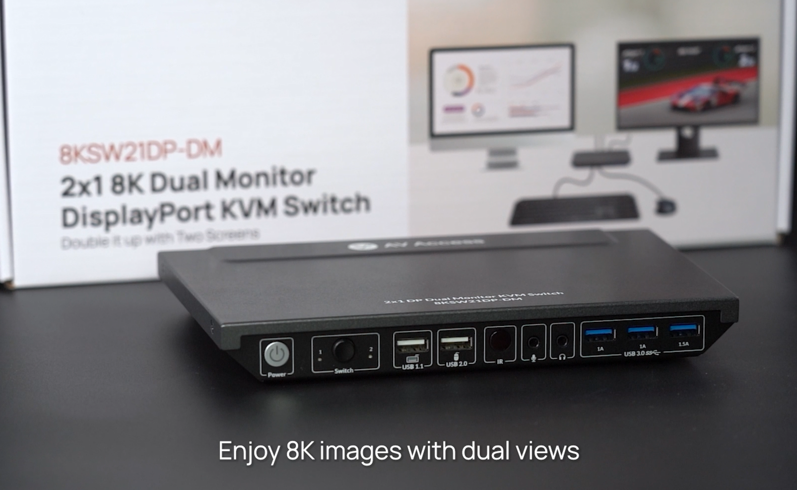 AV Access 8K DisplayPort KVM Switch for 2 Monitors 2 Computers