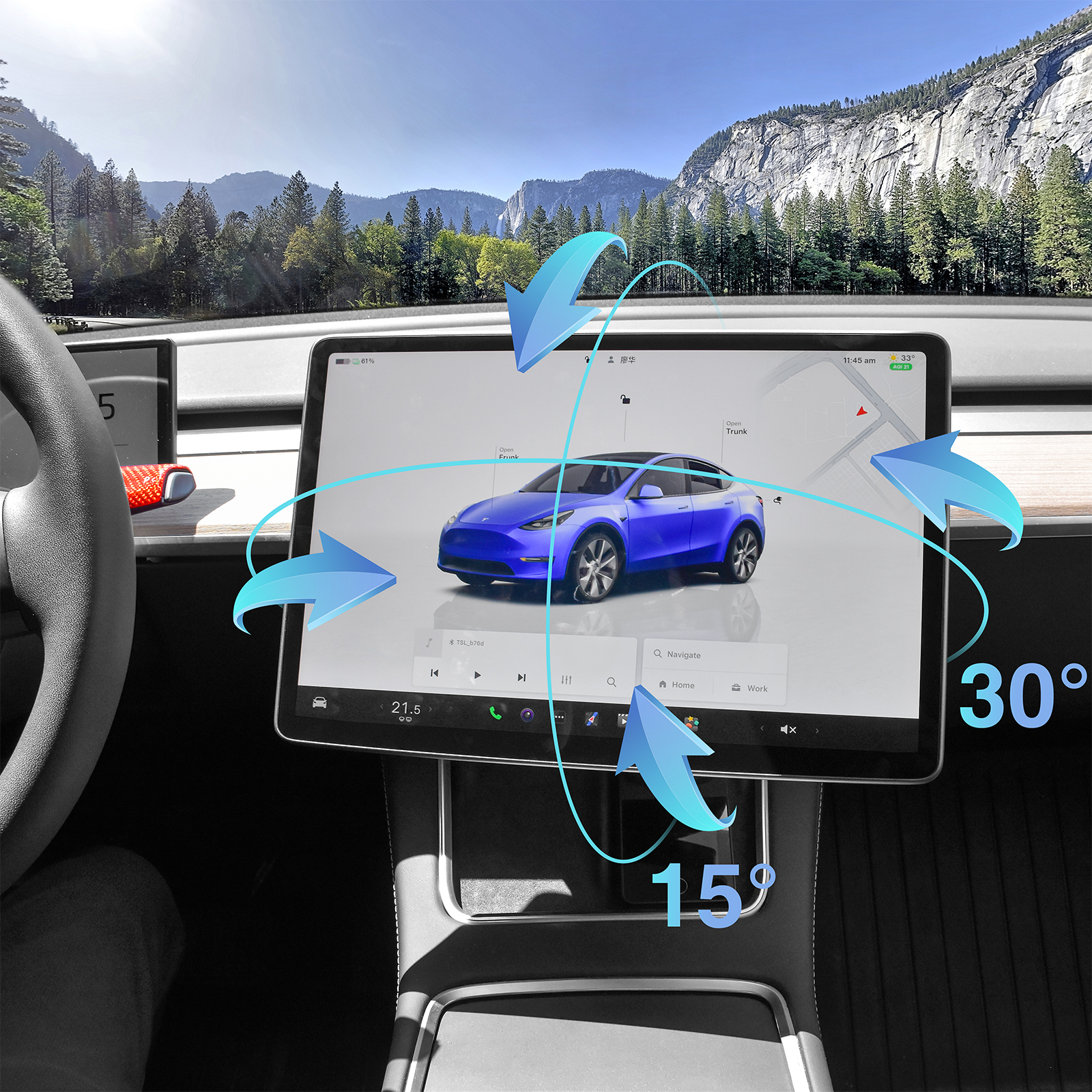 Supporto Porta Occhiali Per Tesla Model 3 E Y (2018+) - Sotto Lo Schermo, In Feltro