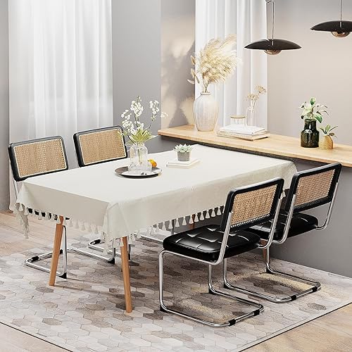 Miniatura 4 de SHINEBOOM Juego de 2 sillas de comedor de ratán modernas de mediados de siglo con respaldo de ratán natural, marco de roble y sillas tapizadas de