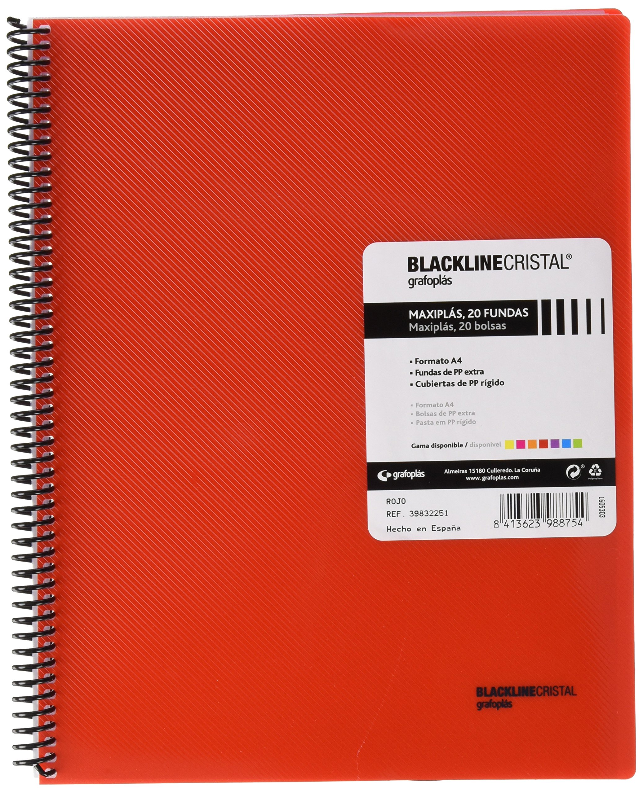 grafoplas 39832251 – 20 Pockets Folder, A4, Tapas, PP Red