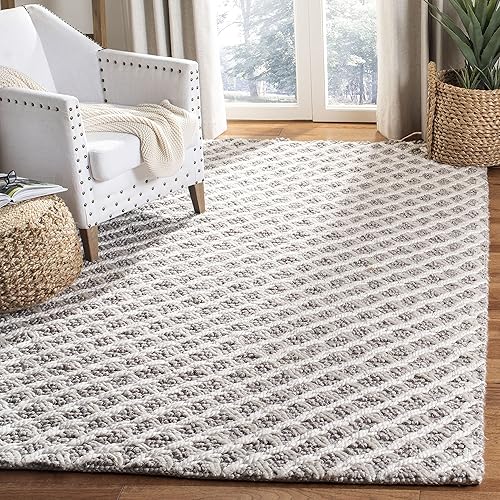 SAFAVIEH Natura Collection - Alfombra de área de 5 x 8 pies, marfil y beige, viscosa y lana hecha a mano, ideal para zonas de alto tráfico en sala