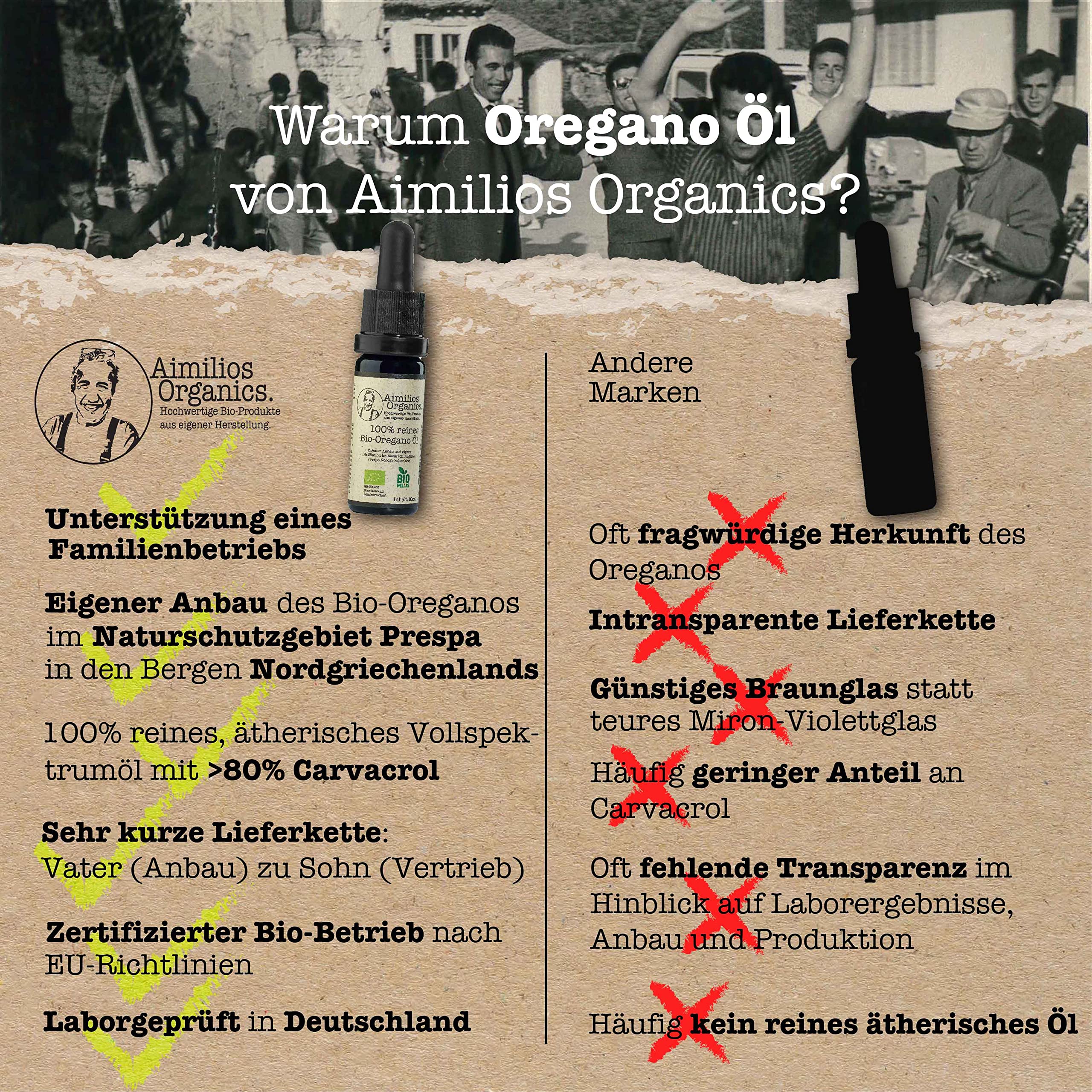 Olio di origano biologico di produzione propria (Origanum Vulgare Hirtum), flacone da 10 ml, molto intenso, puro olio a spettro completo