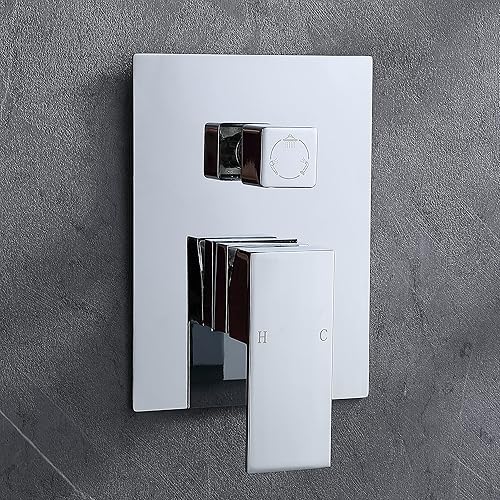 Miniatura 9 de Válvula de desviación de ducha de salida de latón macizo de 3 vías Mezclador de control de flujo Mezclador Válvula de ducha áspera Moderna oculta