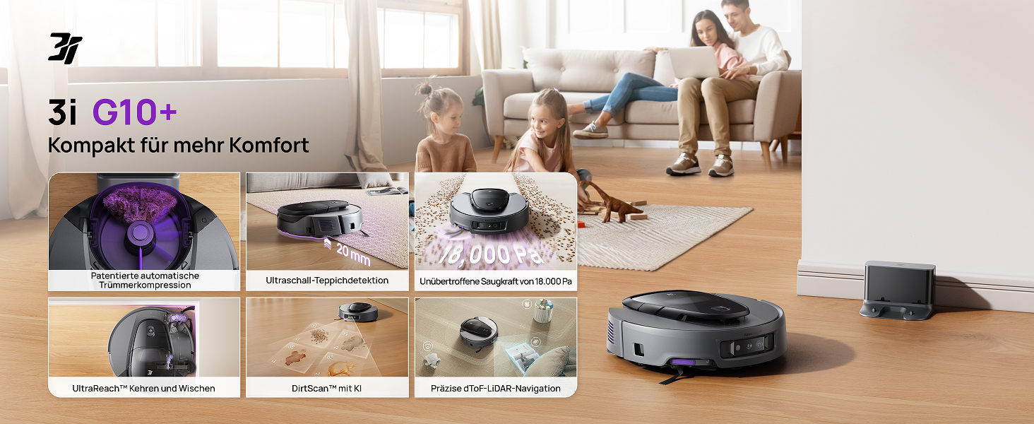 Amazon.de: 3i G10+ Saugroboter mit Wischfunktion, Automatische