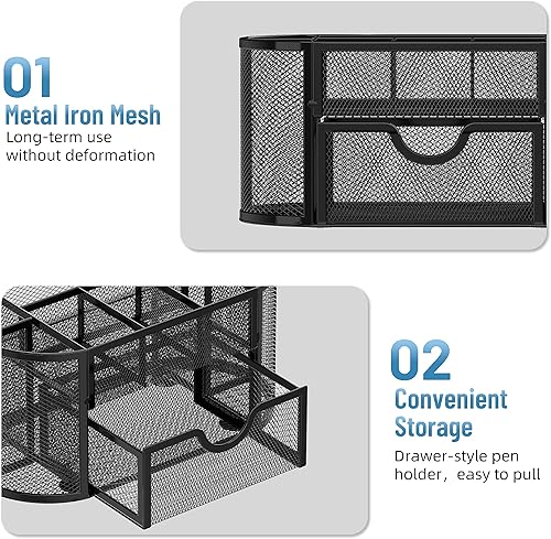 Miniatura 8 de SUPEASY Paquete de 5 bandejas organizador de papel y mini soporte para bolígrafos de 9 rejillas (negro)