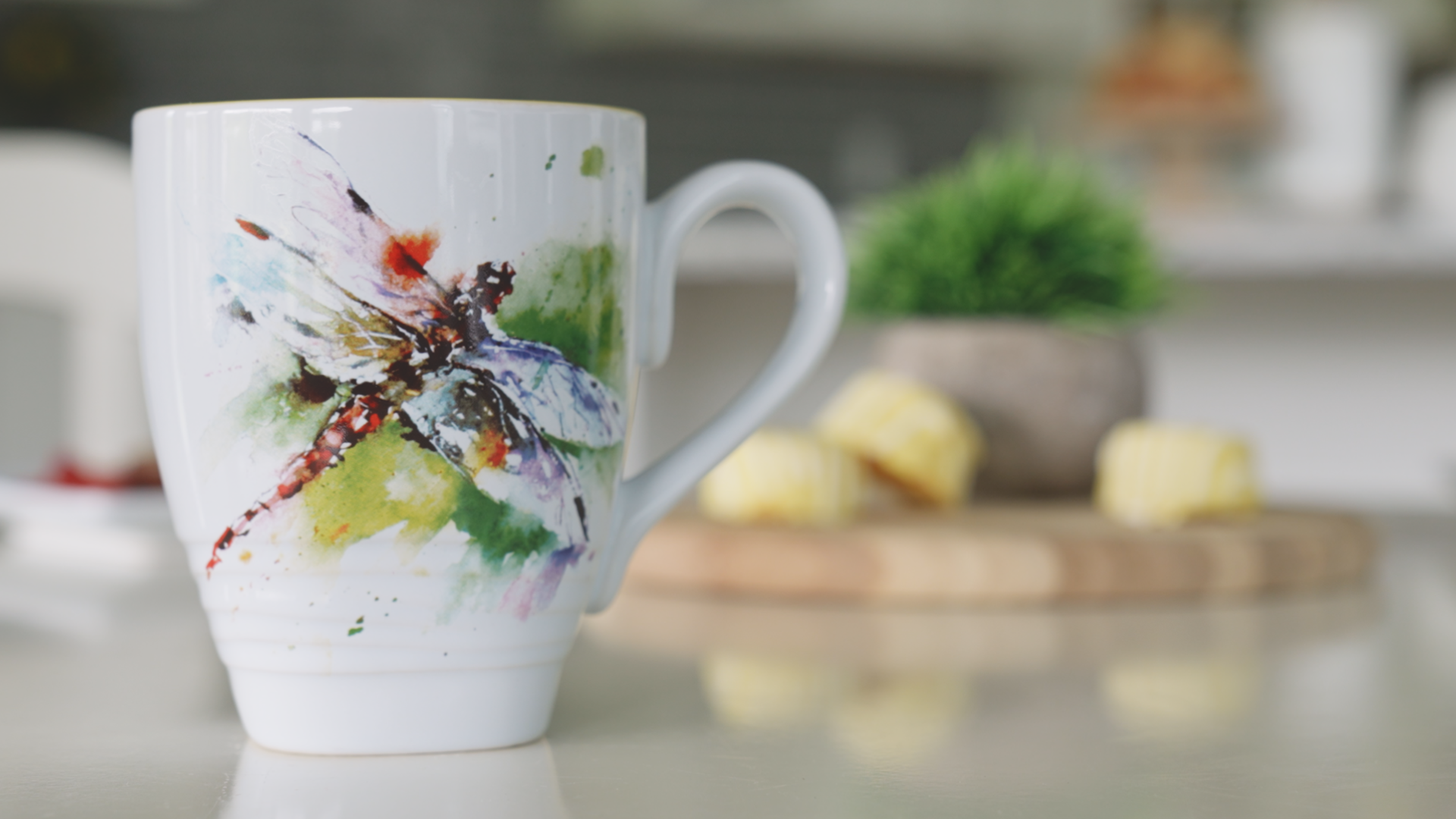 Taza decorativa de cerámica Stoneware Dragonfly miniatura 7