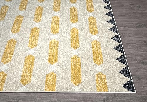 Miniatura 4 de Abani Alfombra de transición contemporánea de 7 pies 9 pulgadas x 10 pies 2 pulgadas (8 x 10 pies), no se desprende, color amarillo y crema