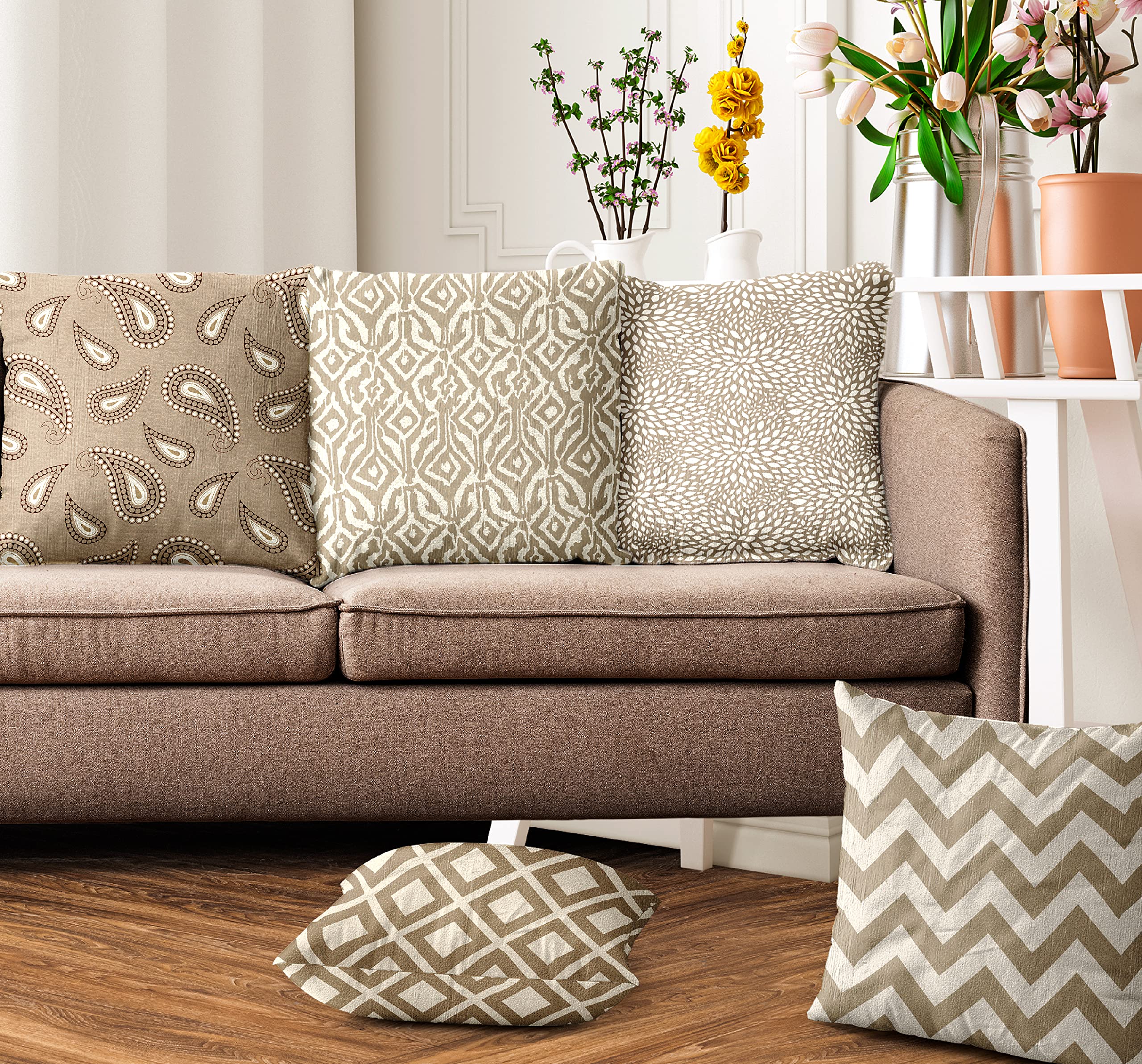 Ultimate Trends Polyester Digital Modern Printed Cushion Cover 24x24 Set of 5, Peanut Brown (UTCC-1065_ 24) (B09M8VHMP4) Amazon Price History, Amazon Price Tracker