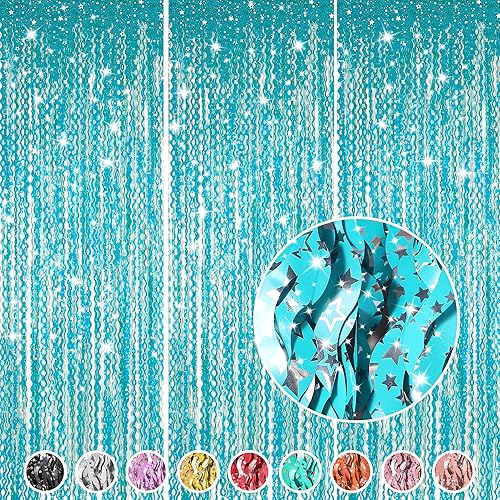 3 cortinas de oropel ondulado blanco para fiesta, telón de fondo de fiesta con flecos de papel de aluminio con purpurina, decoración de fiesta de