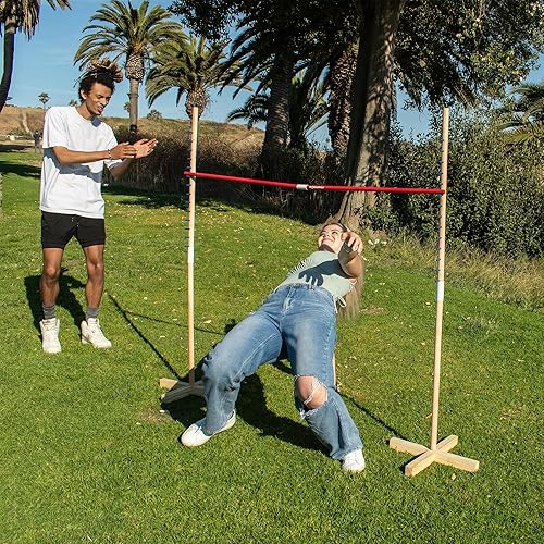 Miniatura 8 de WonkaWoo Juego de limbo de madera para adultos y niños, instalación simple para juego de fiesta Luau al aire libre, juego de limbo de madera para