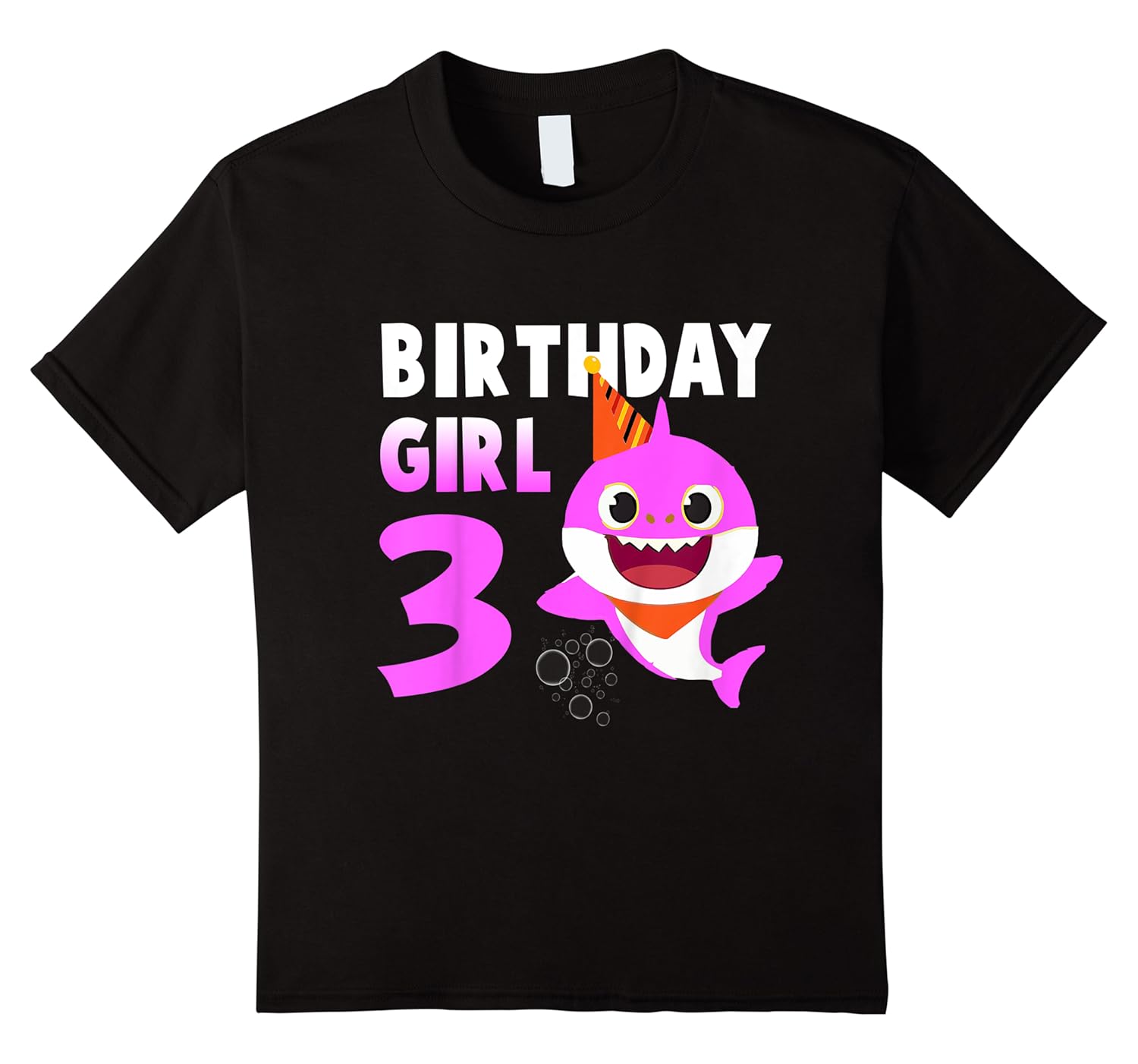 kids three 3 years old birthday cute smile shark party for girls shirts