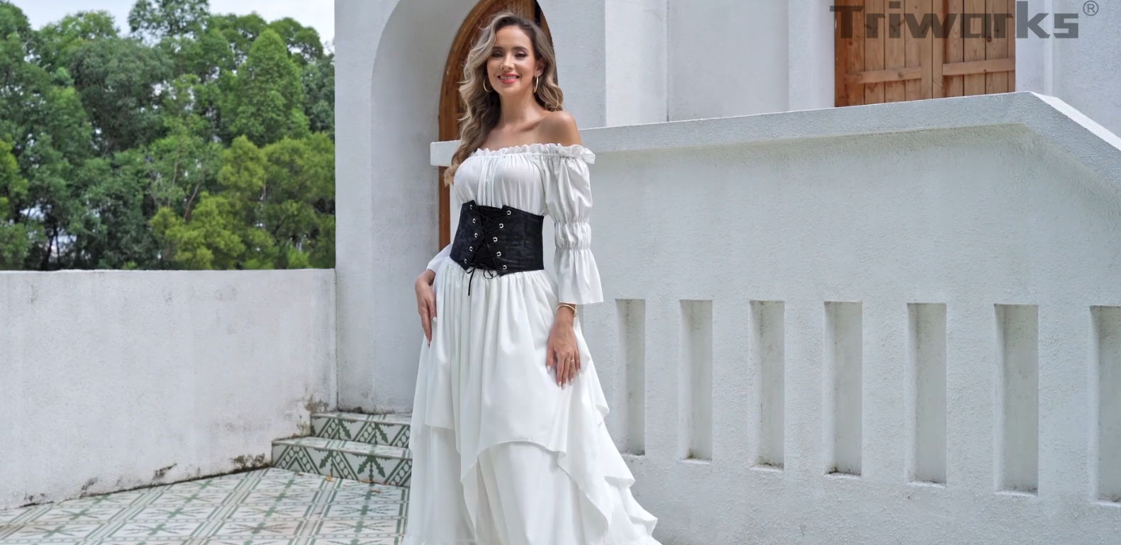Women\'s White Suitable Casual Wear Fishbone Wide Waist Corset Pirate Belt Scarlet Darkness Corset Belt for Women Fishbone Wide Waist  main image 3