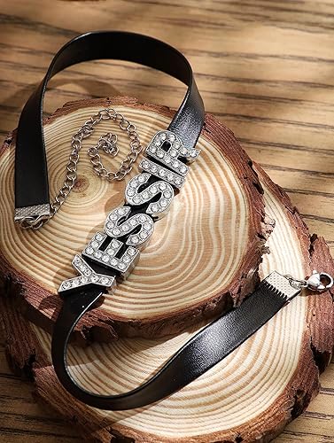 Miniatura 5 de Sacina Yes Sir - Gargantilla gótica punk negra de piel sintética, collar gótico para mujer, Aleación de zinc, acero inoxidable, No es una piedra