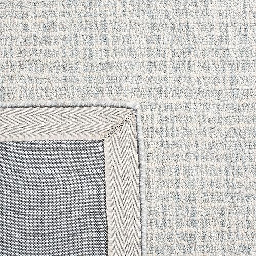 Miniatura 8 de SAFAVIEH Abstract Collection - Alfombra de área de 9 x 12 pies, gris claro y marfil, lana hecha a mano, ideal para zonas de alto tráfico en sala de