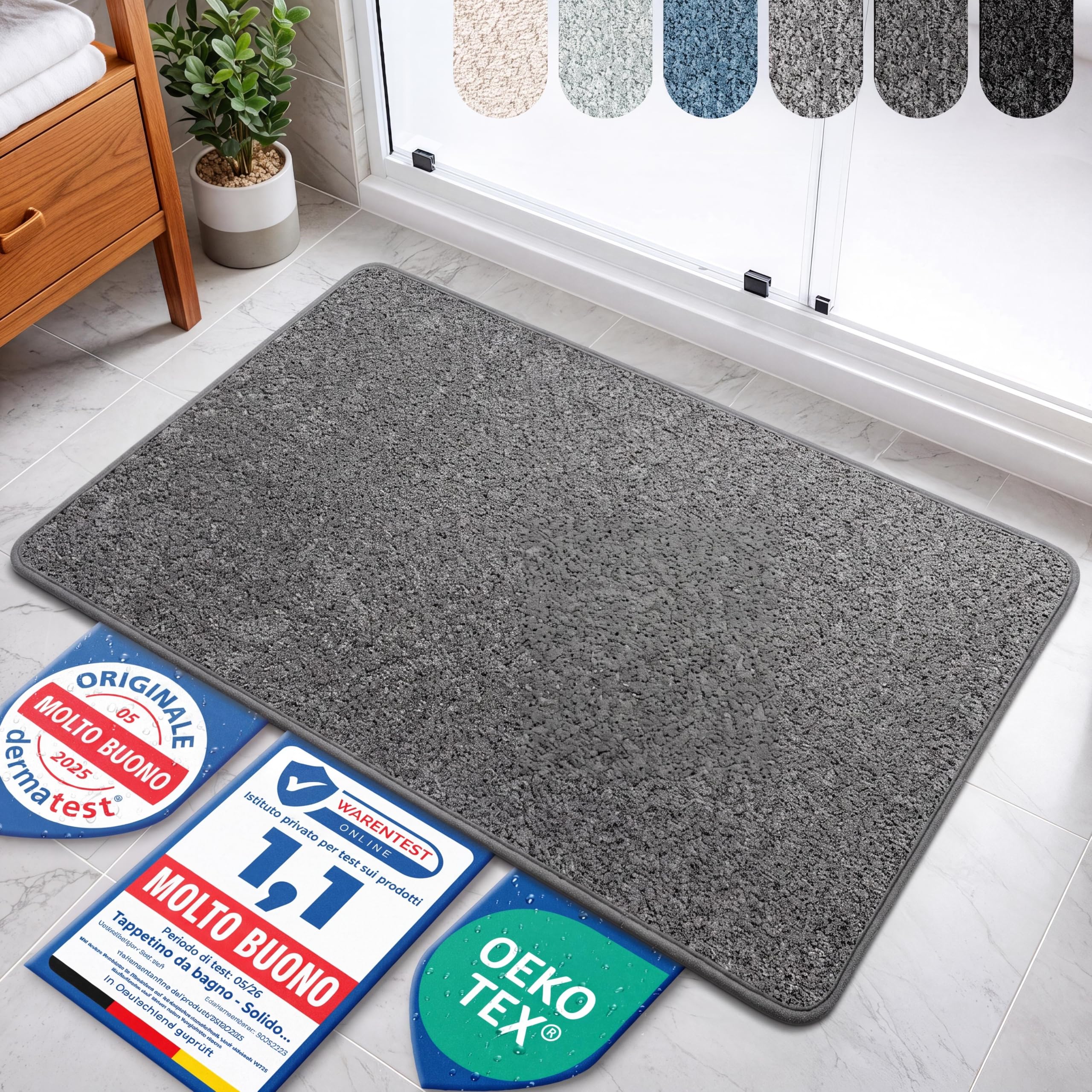 Bodenständig® Tappetino da bagno antiscivolo - tappetino grigio scuro