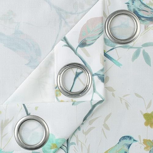 Miniatura 5 de Leeva Cortinas y cortinas de pájaros para sala de estar, juego clásico de lino texturizado con ojales para habitación del bebé y dormitorio, 2