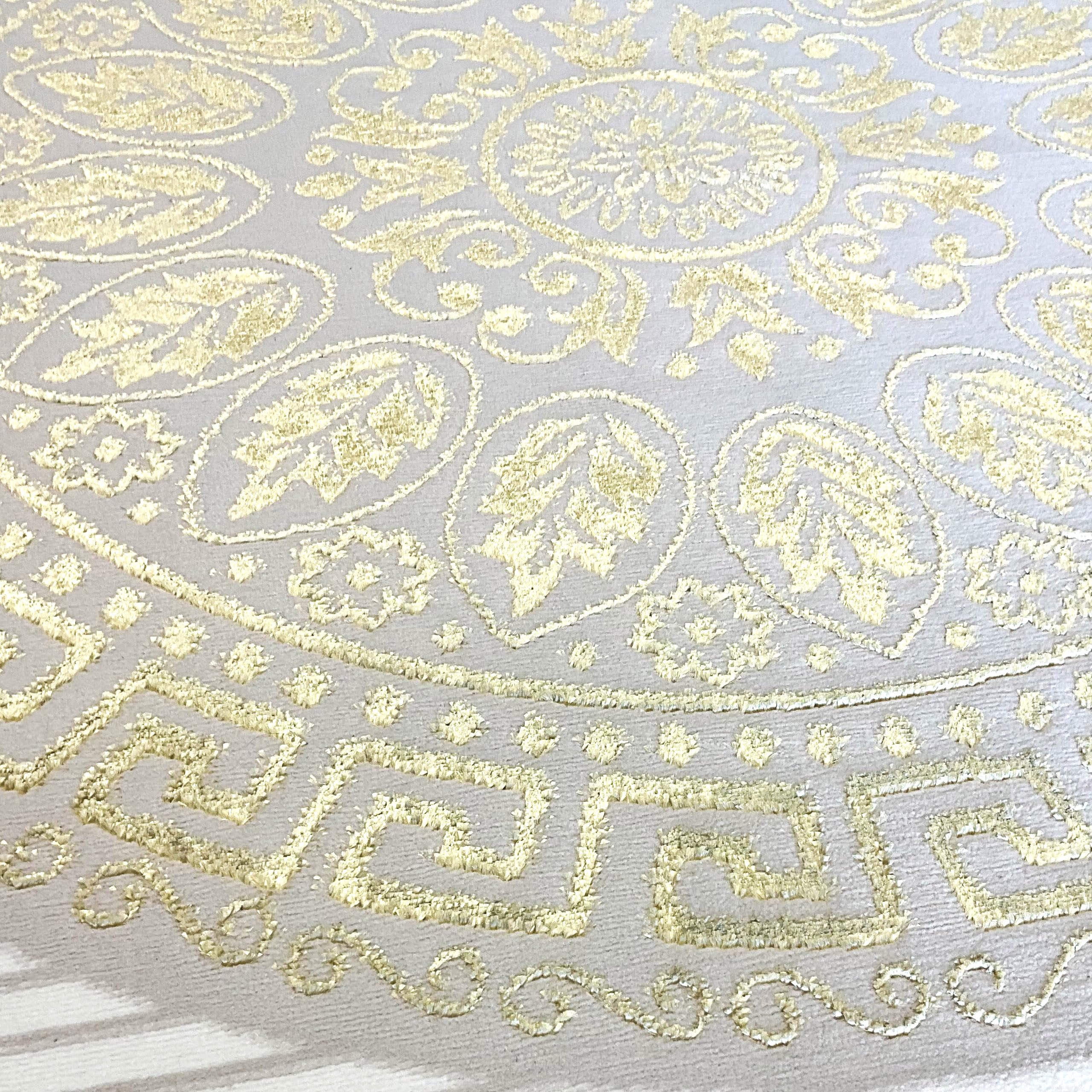 Teppich-Traum Dywan do salonu, sypialni, korytarza, długi bieżnik z krótkim włosiem, orientalny, elegancki ornament, efekt połysku, meander, kremowy, złoty, 100 x 300 cm
