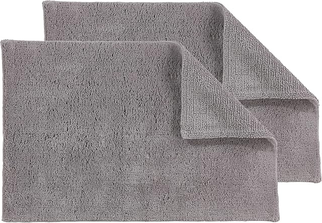 Schöner Wohnen Kollektion Dywanik łazienkowy 67 x 110 cm zestaw 2 sztuk dwustronny i nadający się do prania 100% bawełna mata łazienkowa jednokolorowa jasnoszara