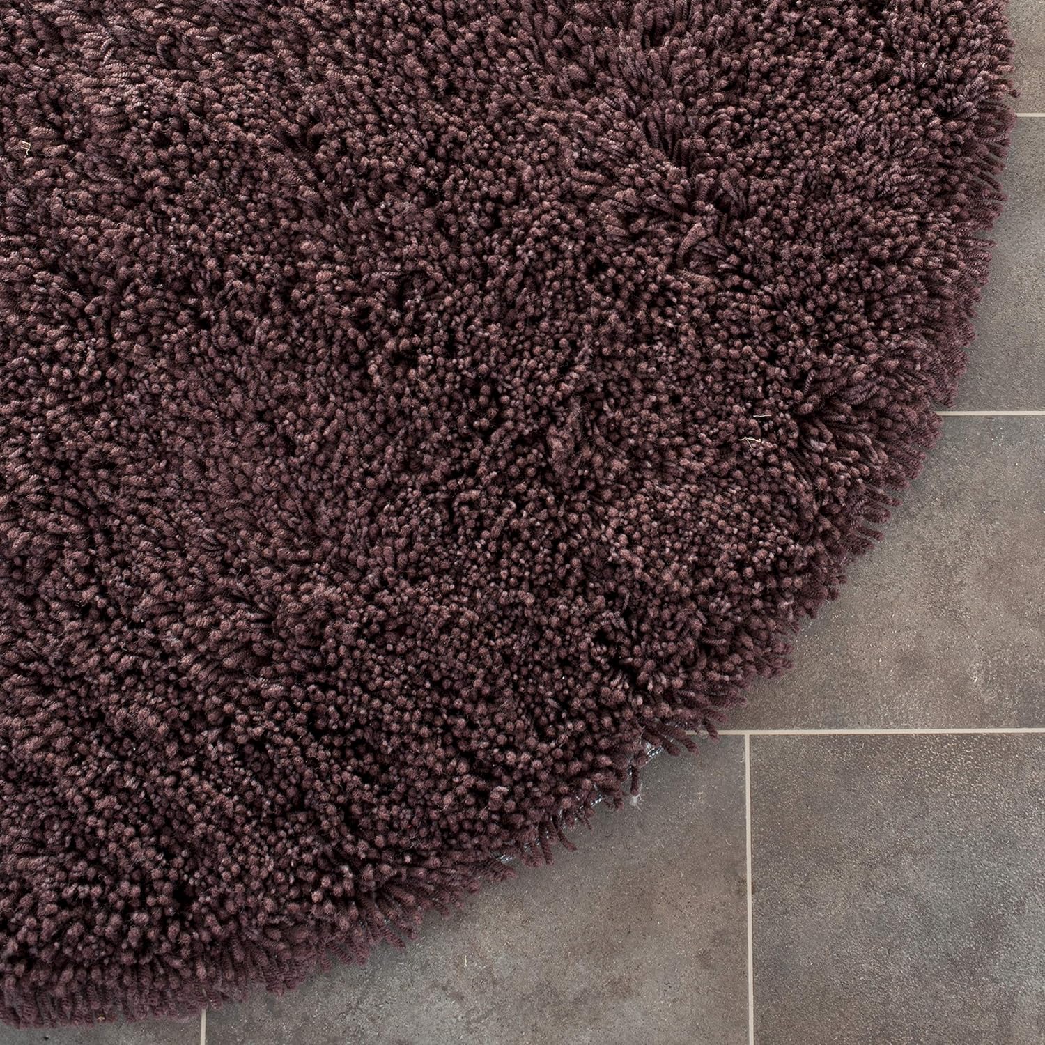 SAFAVIEH Classic Shag Collection 6' Round Chocolate SG240E Handmade 1.75-inch Thick Area Rug