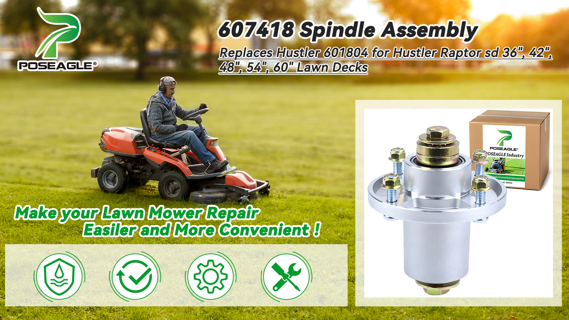 Amazon.com : POSEAGLE 607418 Spindle Assembly Replaces Hustler